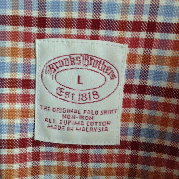 Brooks Bros "L" Supima Cotton Button Down, Small check, Collegiate, Corporate - Picture 2 of 4
